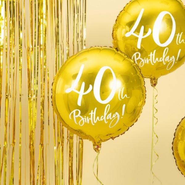 Folienballon 40. Geburtstag rund gold