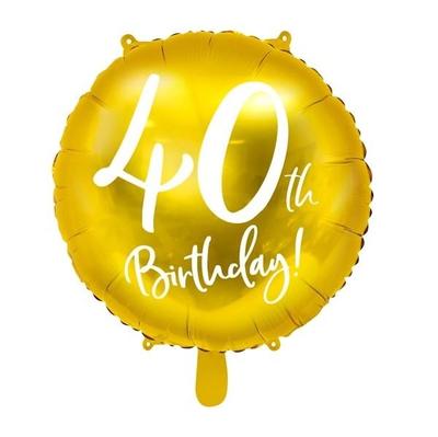 Folienballon gold rund 40. Geburtstag
