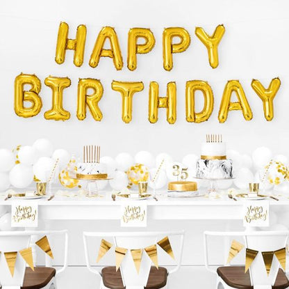 Folienballon Happy Birthday gold