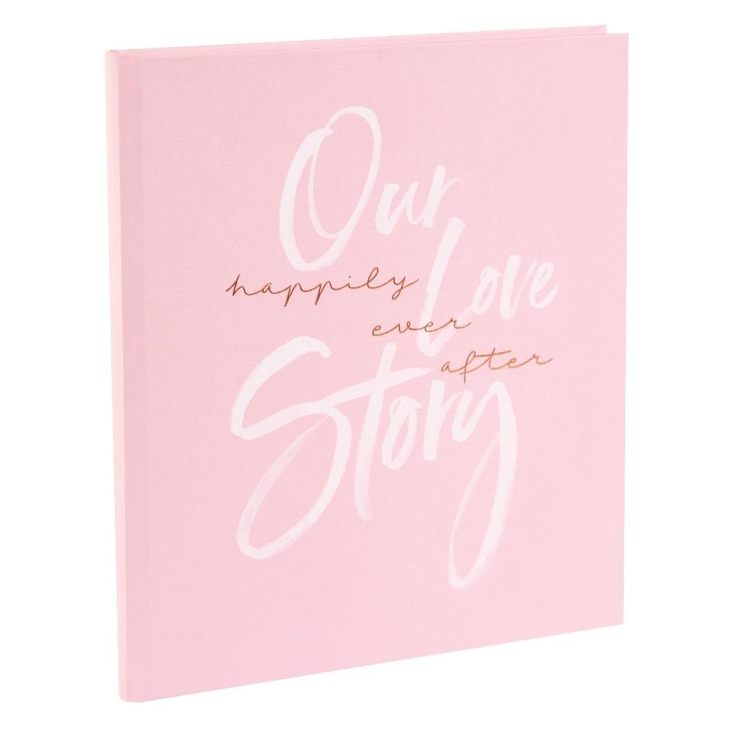 Gästebuch Our Lovestory rosa einband seitliche ansicht