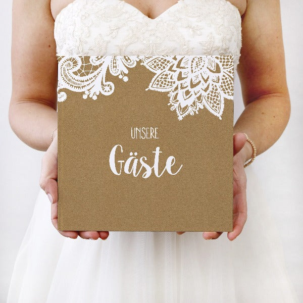 gaestebuch hochzeit vintage spitze unsere gaeste