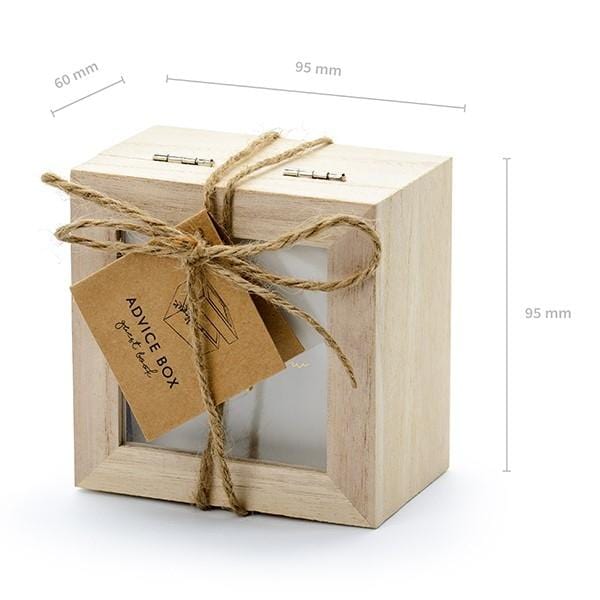 Gästebuch Holzbox mit Kärtchen englisch Maße
