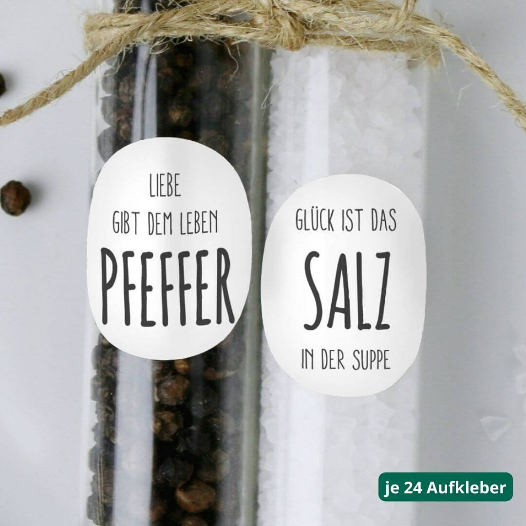Aufkleber Salz und Pfeffer (je 24 Stueck) von Ja-Hochzeitsshop