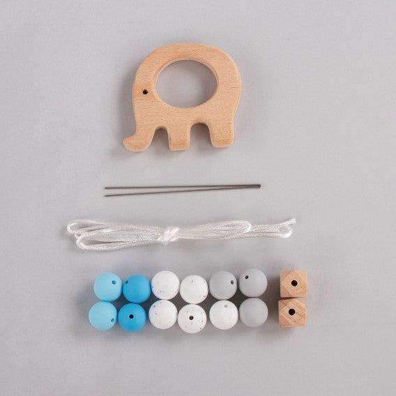 DIY Geschenk Greifling Elefant blau Einzelteile