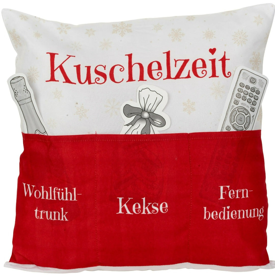 Geschenk Kissen Kuschelzeit rot