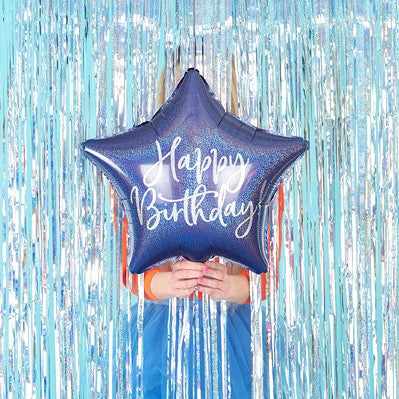 Folienballon Stern Happy Birthday dunkelblau