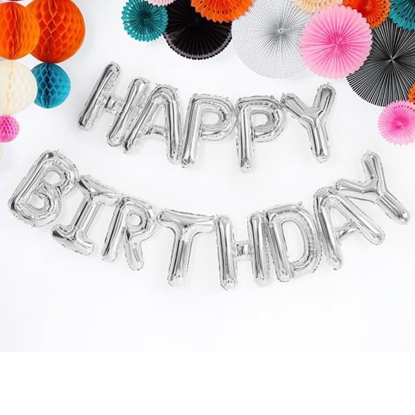 Folienballon Happy Birthday silber