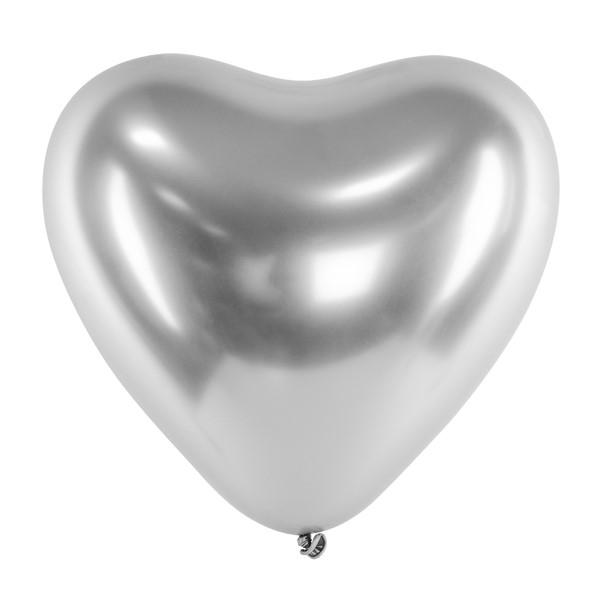 Glossy Herzballon silber