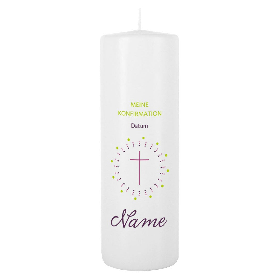 Personalisierte Konfirmationskerze mit Kreuz