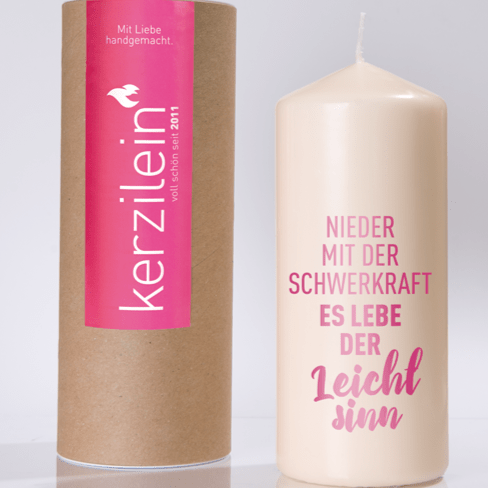 Kerze es lebe der Leichtsinn fuchsia