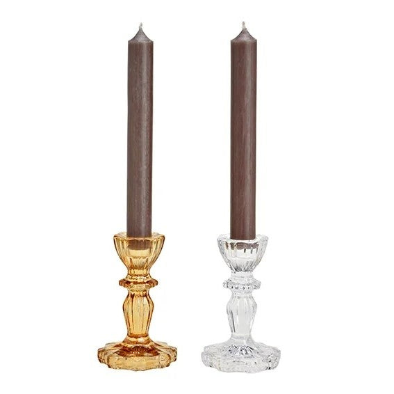 Kerzenhalter Set aus Glas klar und braun