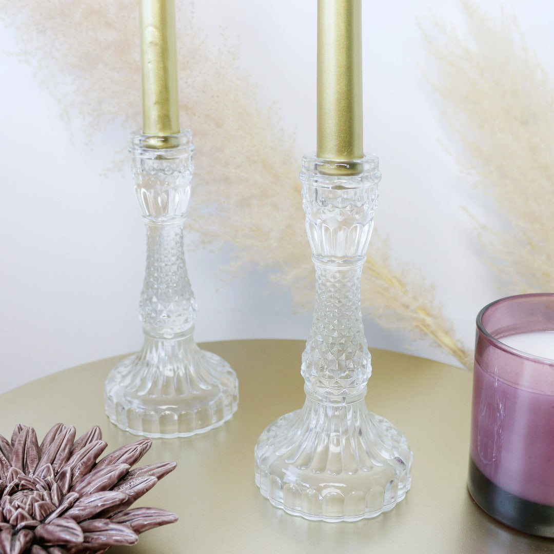 Kerzenständer für Spitzkerze aus Glas