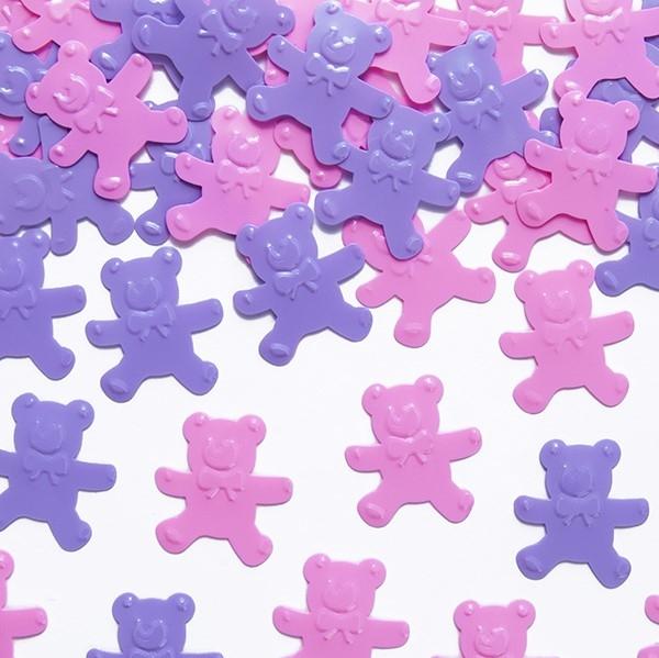 Tisch Konfetti Teddybären pink und lila