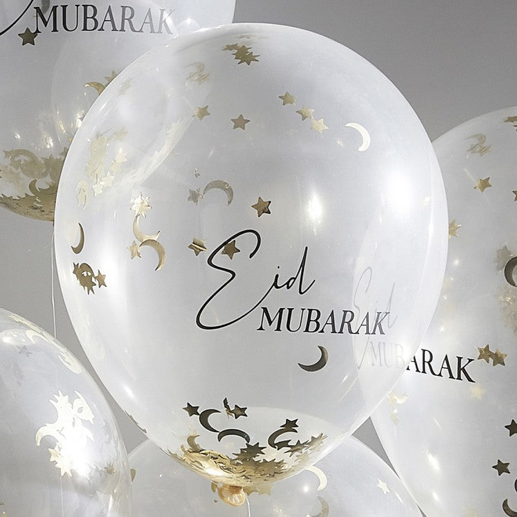 Latexballons mit gold Konfetti Eid Mubarak