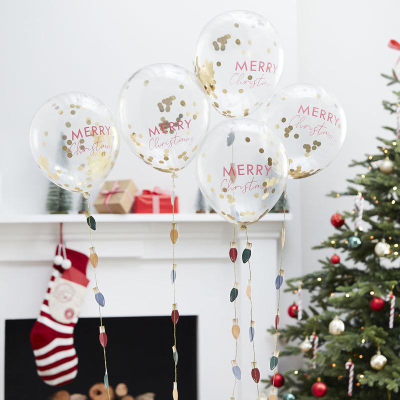 Latexballons Merry Christmas mit gold Folien Konfetti