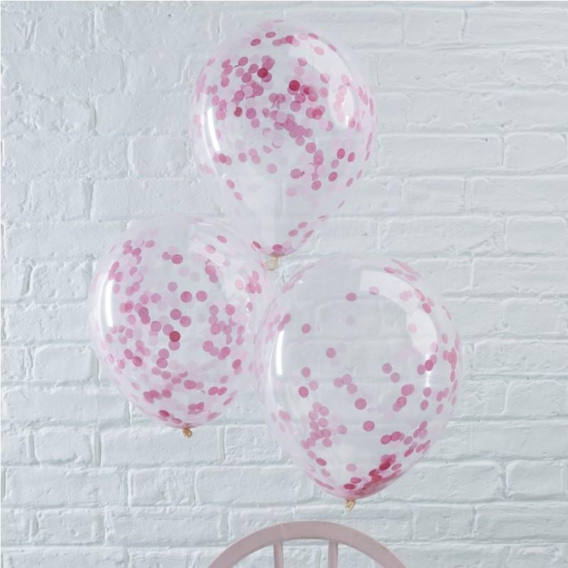 Konfetti Ballons 5 Stueck pink