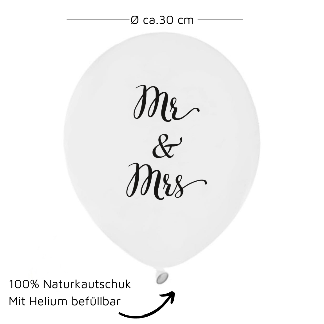 Latexballon Mr und Mrs Maße