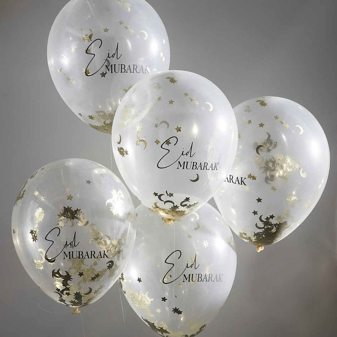Eid Mubarak Konfetti Ballons in gold