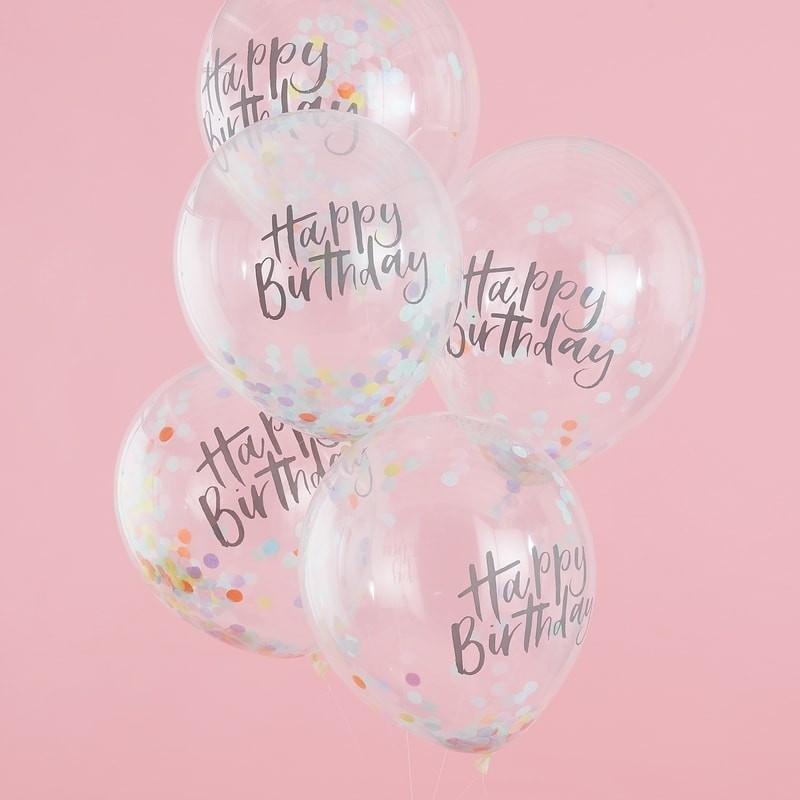 Konfetti Ballons Happy Birthday 5 Stueck
