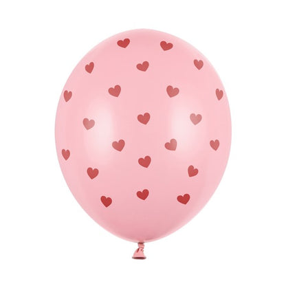 Luftballon rosa mit roten Herzchen