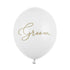 Luftballons weiß mit Aufdruck Groom in gold