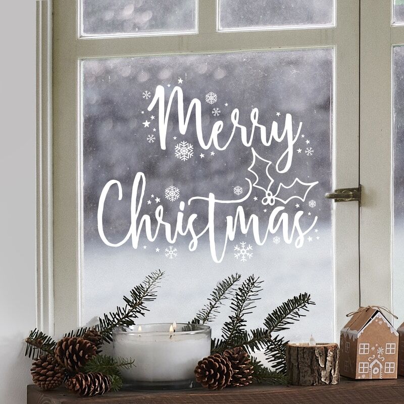 Fenster Aufkleber Merry Christmas weiss