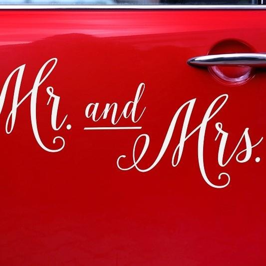Autoaufkleber Mr and Mrs aus Vinyl
