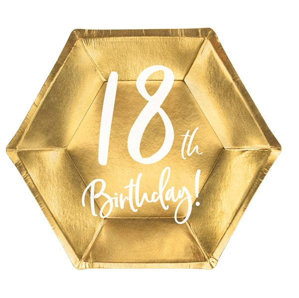 Pappteller gold 18. Geburtstag