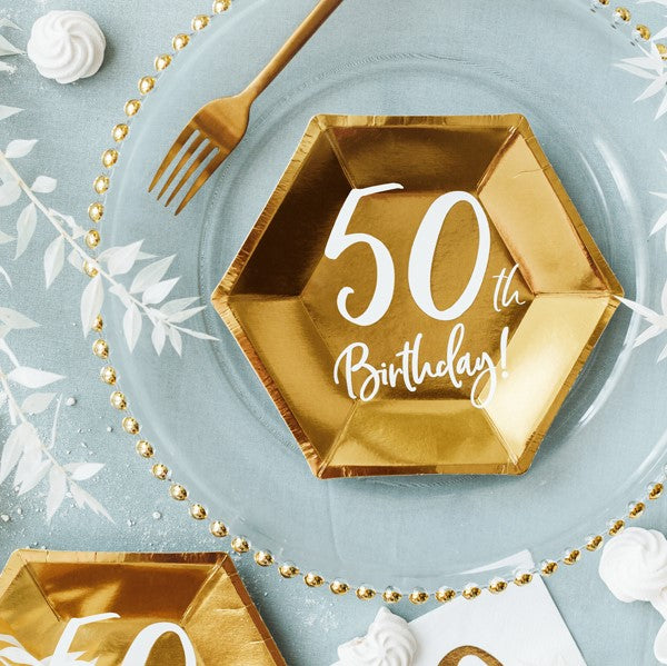 Pappteller gold 50. Geburtstag