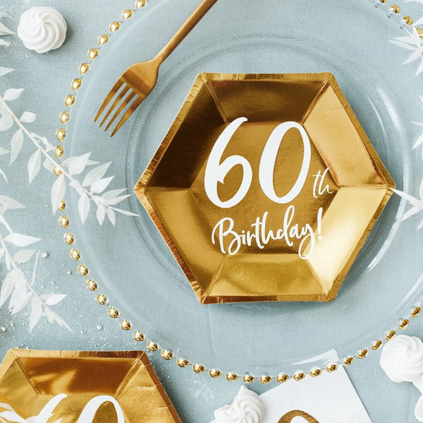 Pappteller gold 60. Geburtstag