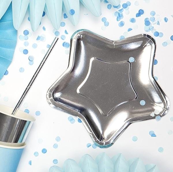 Pappteller Sternmotiv in silber