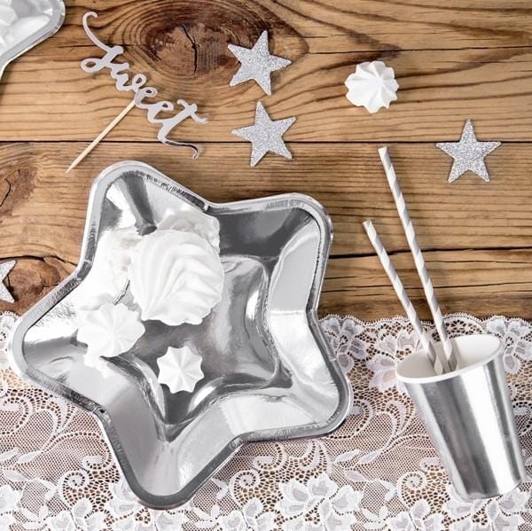 Pappteller Sternmotiv in silber