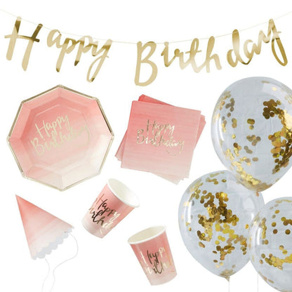 Partybox Geburtstag rosa und gold