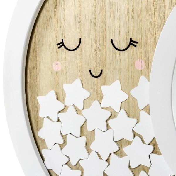 Baby Gästebuch Rahmen Mond mit Holz Sternen