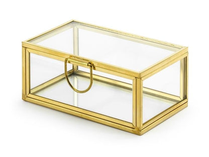 Ringbox aus Glas mit Goldrand