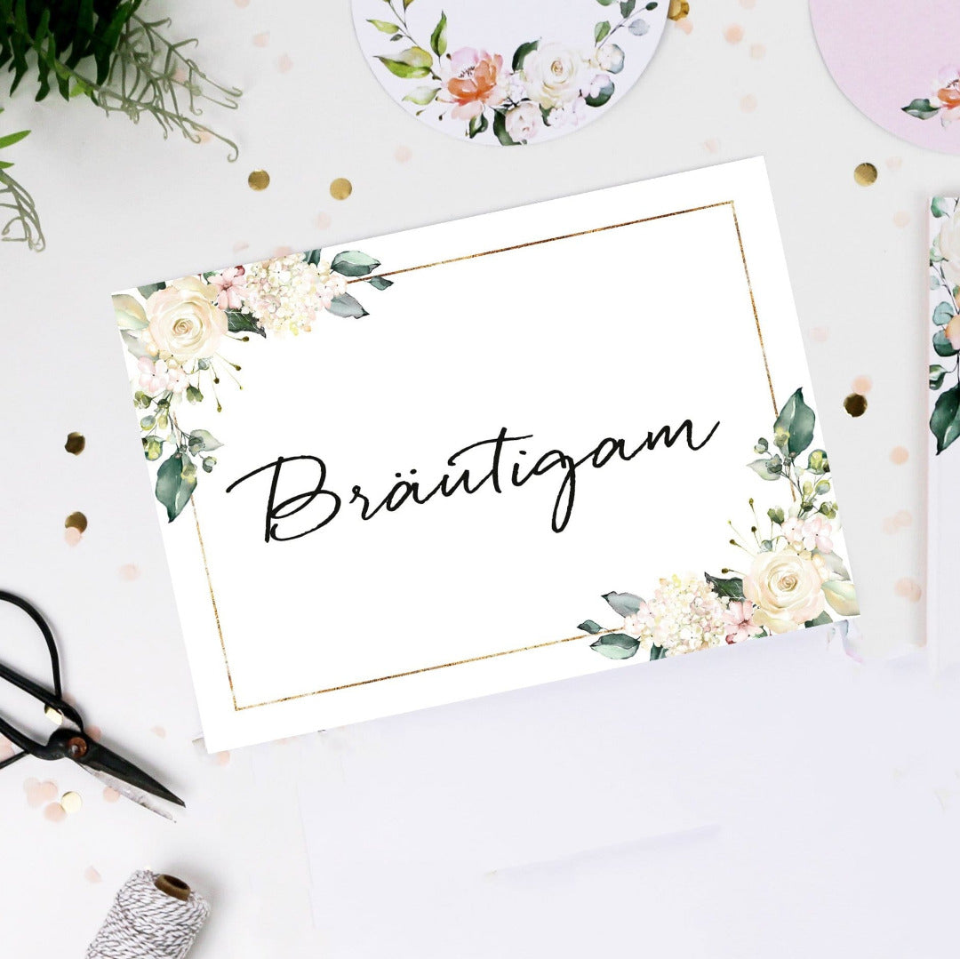 Schild Braeutigam Bluetenzauber