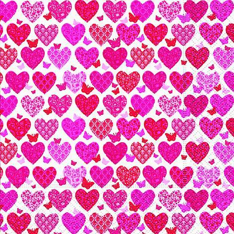 Serviette Schmetterlinge und Herzen