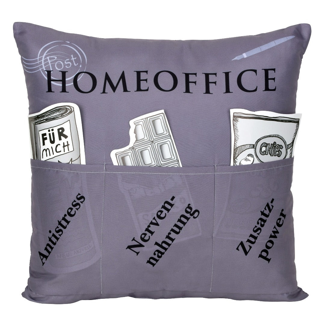 Geschenk Kissen Homeoffice grau