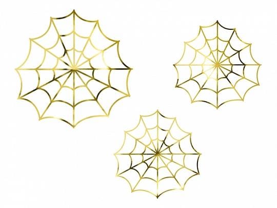 Spinnennetz Papierdeko gold für Halloween