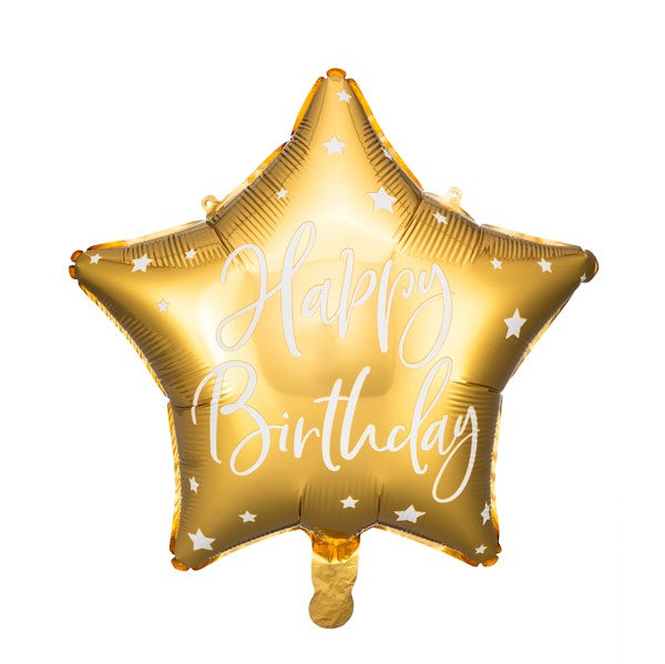Folienballon Stern Happy Birthday in gold