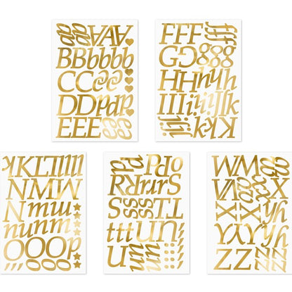 Aufkleber Set Buchstaben und Symbole in gold