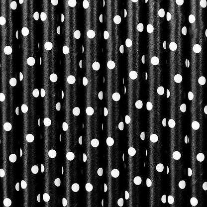 Strohhalme schwarz mit Punkten weiß