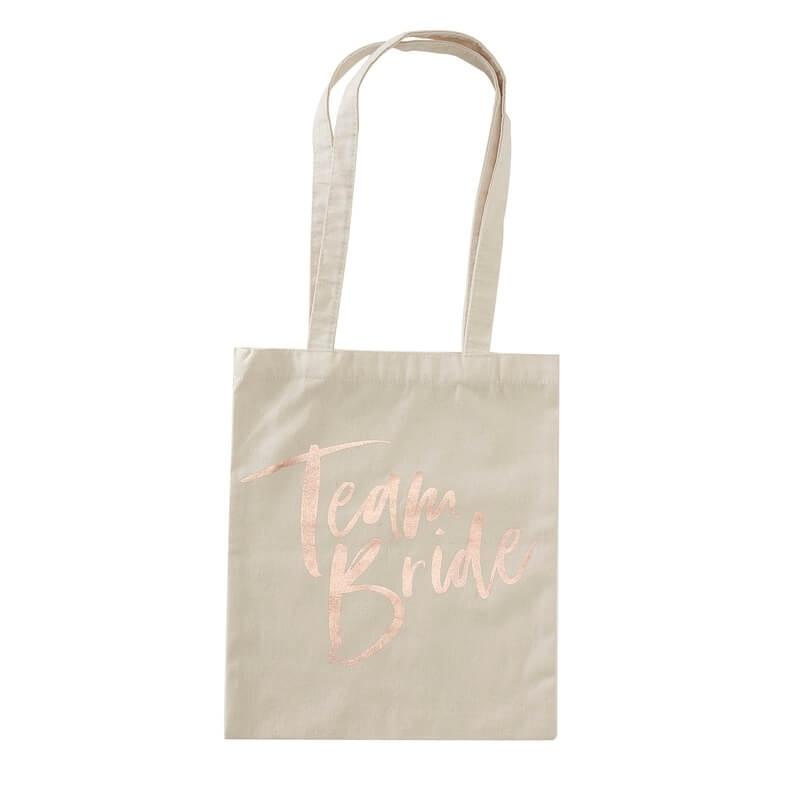 Team Bride Tragetasche Jutebeutel rosegold Schriftzug