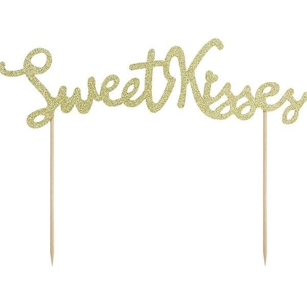 Tortenstecker Sweet Kisses gold glitter